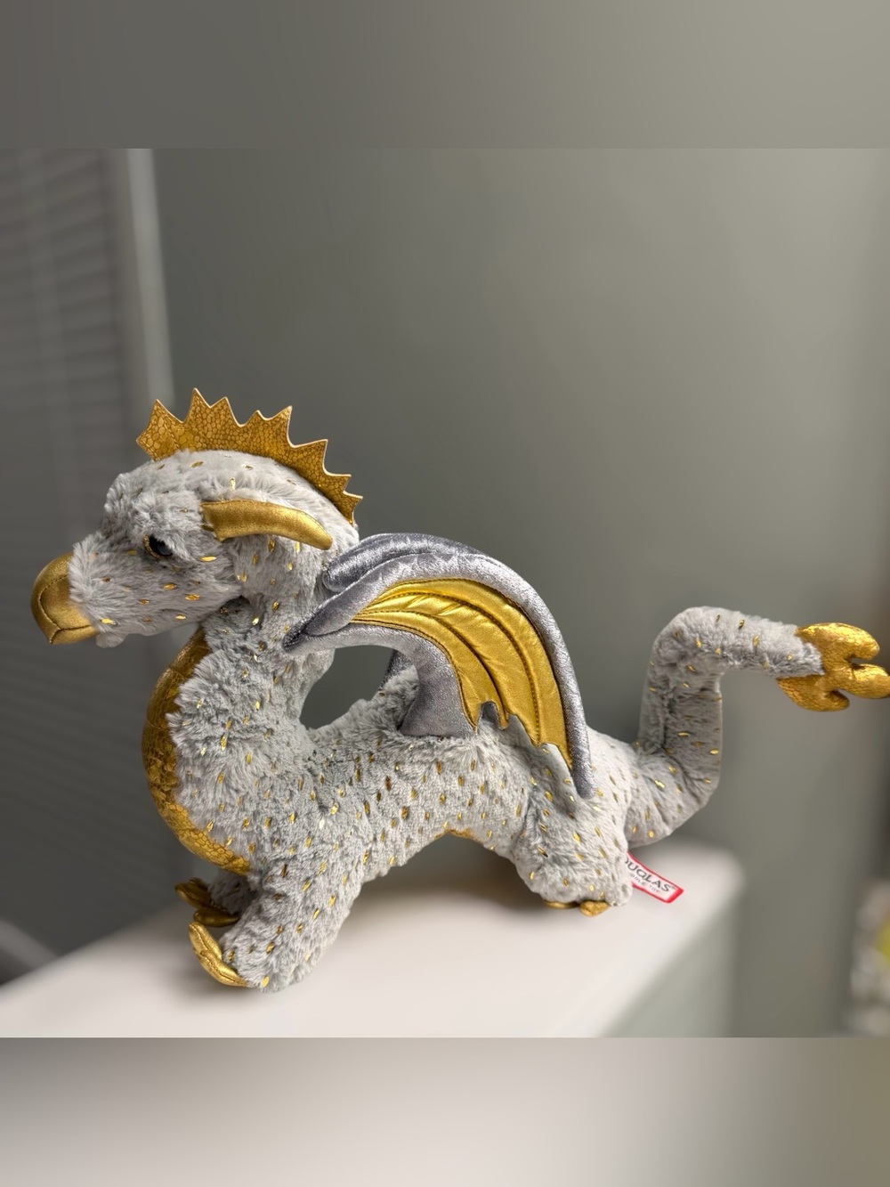 Douglas Midas Gold Fleck Dragon Plush 22” Gray Gold Fantasy Stuffed Animal